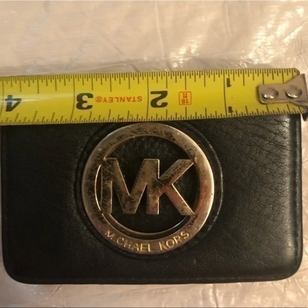 Michael kors black mk logo mini card case